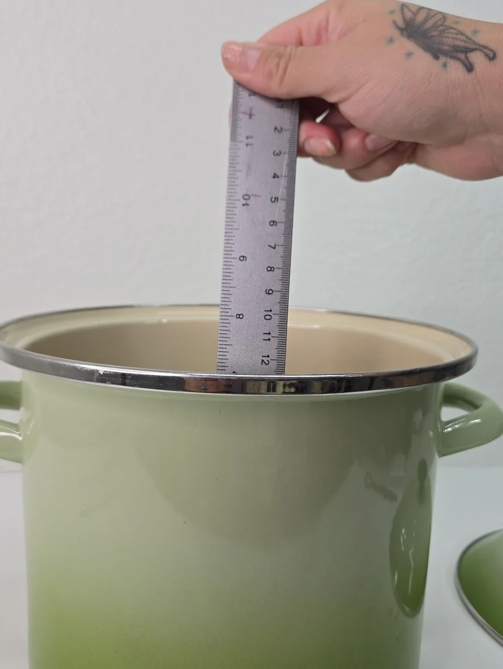 VTG Le Creuset Enamel on Steel Stockpot 6 Qt Green Soup Pot Pan w Lid Palm Ombre